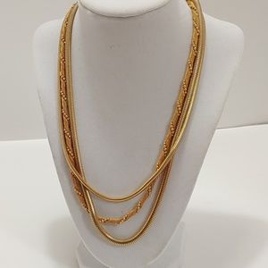 MONET 3-STRAND CHAIN NECKLACE GOLDTONE VINTAGE